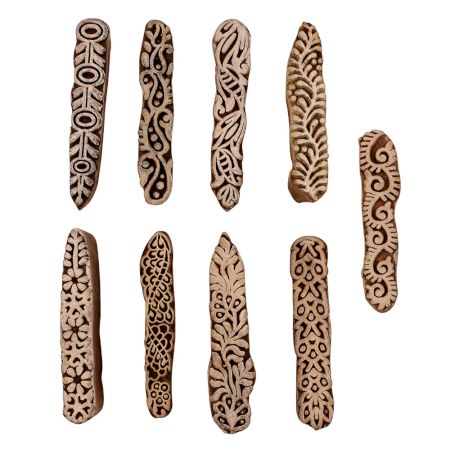 Set of 9 Piece New Mix Wooden Printing Blocks